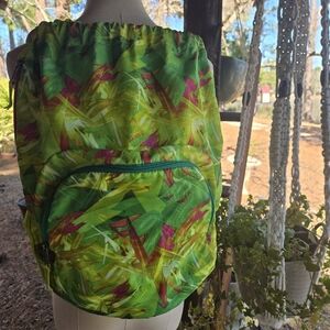 Under Armour Tropical Floral Print Cinch Sack Drawstring Backpack Green Pink